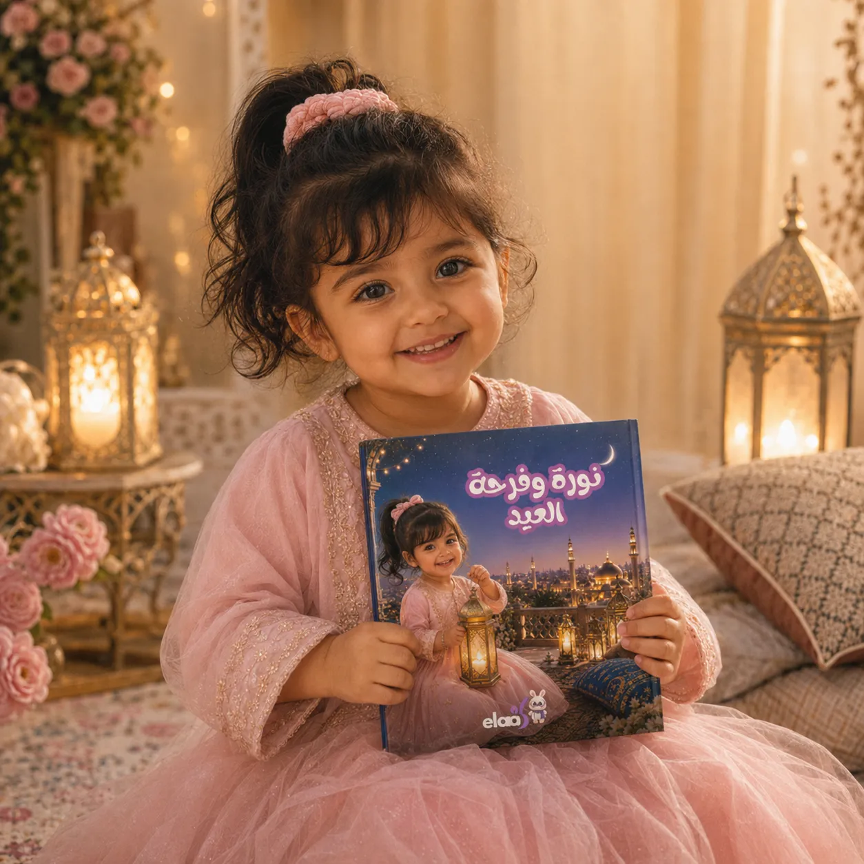 طفلة تحمل كتاب العيد