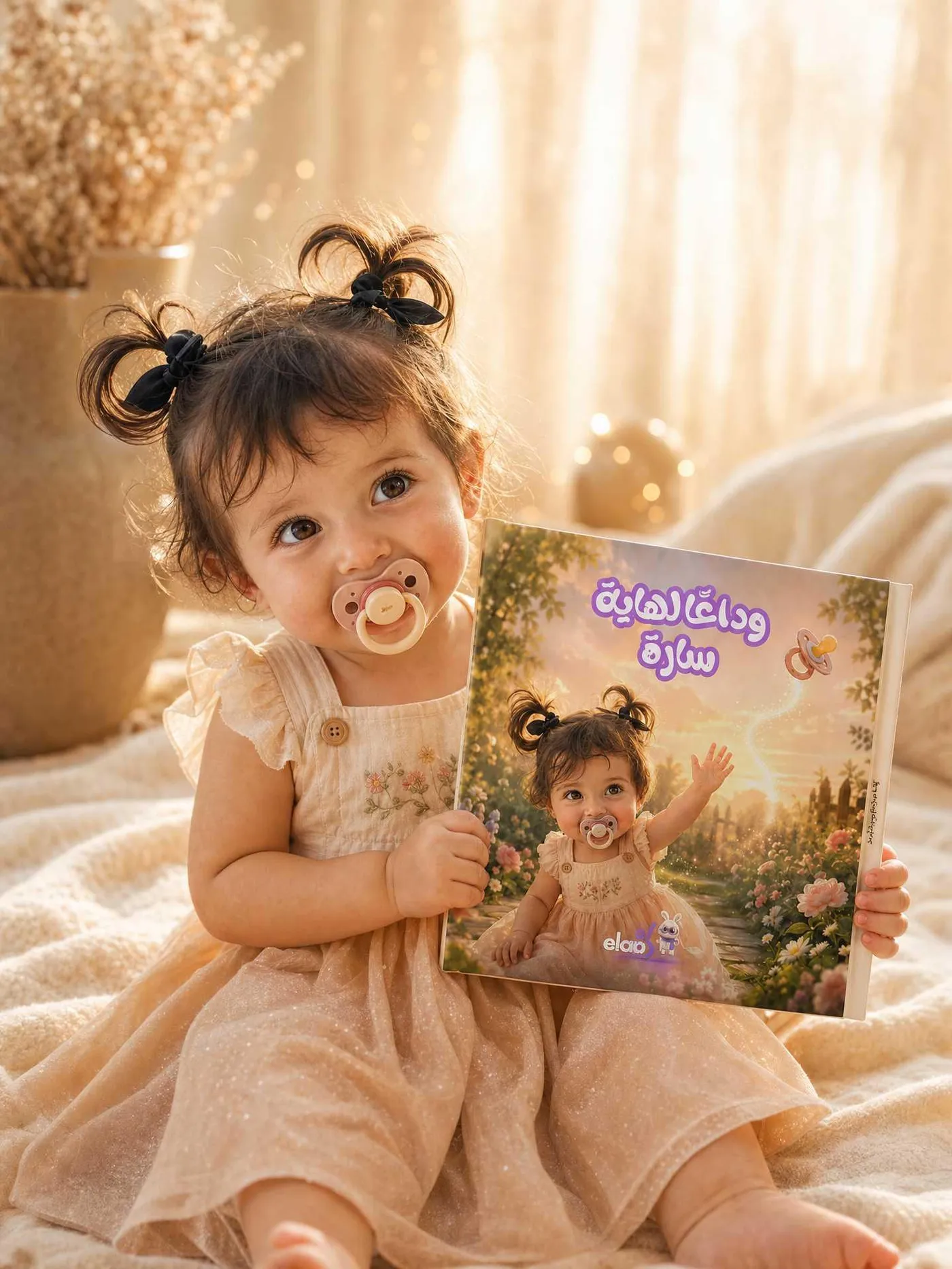 طفلة صغيرة تحمل الكتاب